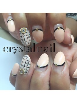 クリスタルネイル ボンベルタ橘店(CRYSTAL NAIL)/ワンカラー×フレンチネイル