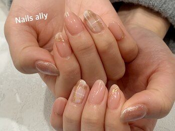 ネイルズアリー 立川店(Nails ally)/チェック×シアーピンク
