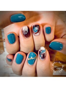 ネイルアトリエ エルメル(nail atelier Armel)/大人夏色マーブル☆