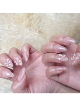 モルネイル(MORU nail)/チーク×オーロラリボンパーツ.