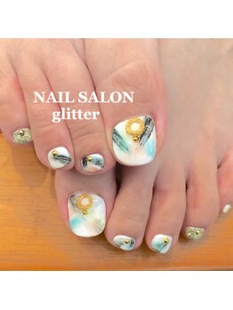 ネイルサロン グリッター(NAIL SALON glitter)/夏フットネイル