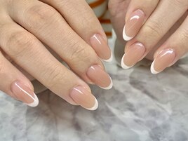 美スカルプ×フレンチネイル秋色