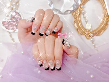 ワンホンネイル 新宿(Rumi Nail)/キラキラ定額ネイル/フレンチ
