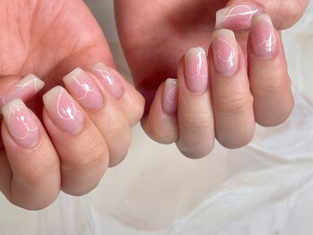 ノンノンプラス 博多(NON-NONプラス)/手描きハート チークネイル