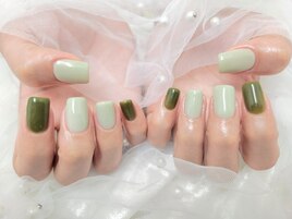 カーキワンカラーネイル