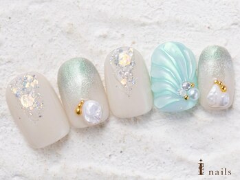 アイネイルズ 横浜WEST店(I-nails)/エメラルド海ネイル9480円