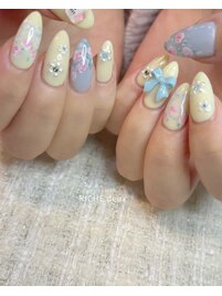 パステルカラーのアートネイル