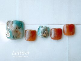 ターコイズブルー　フットネイル