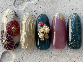 成人式手書きフラワー ¥14000