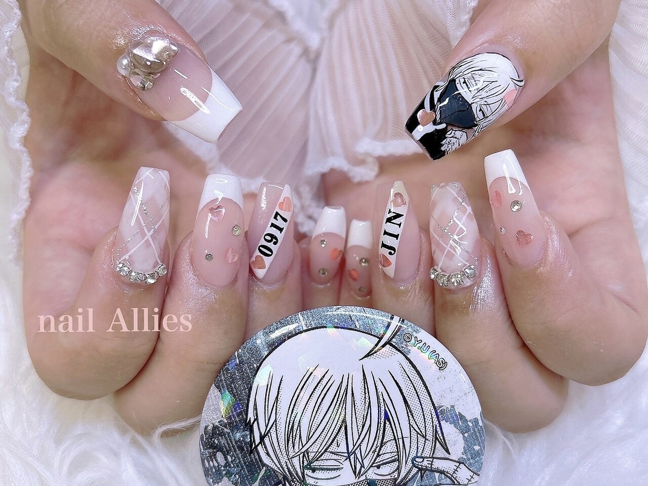 ネイルチップ 量産型 フレンチガーリー 推しネイル ワンホン ホワイト