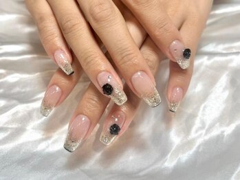 アイネイルズ 三宮店(I nails)/ラメグラブラックバラ ¥8420