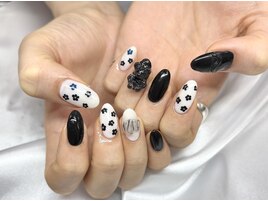 フラワーブラックネイル