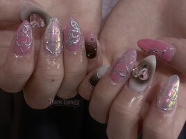 ピンクサブカルミラーネイル