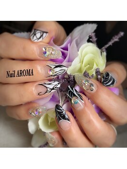 ネイルアロマ(Nail AROMA)/モノトーンのプッチ柄で個性を。