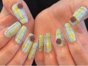 アイネイルズ 天神今泉店(I-nails)/【hinako】チェック薔薇