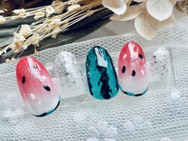 スイカ柄ネイル◆¥7990