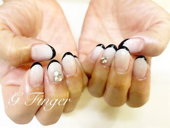 ジーフィンガー 大井町店(G Finger)/サンドジェルの白黒フレンチ