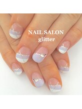 ネイルサロン グリッター(NAIL SALON glitter)/上品ななめフレンチネイル