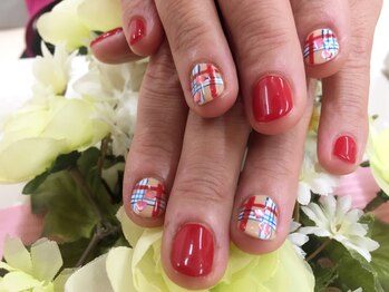 プルミエ ネイル(Premier Nail)/ポップなチェックネイル☆彡