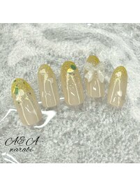 ラメグラ×リボンネイル