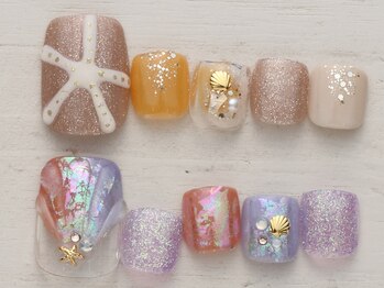 ノーネイル 大宮(NO NAIL)の写真/季節のフットネイル4990円！オフ無料◎ニュアンスデザインで足元から輝く♪大宮駅