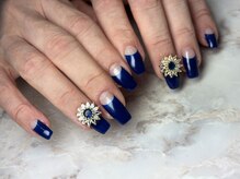 クリーク(CREEK)/ネイビー逆フレンチ自爪ロング