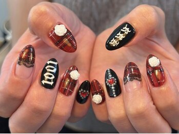 アイネイルズ 天神今泉店(I-nails)/【hinako】赤黒チェック