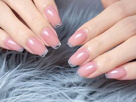 ピンクxシルバーガラスフレンチ