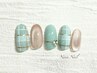 【4,5月限定】上品ミントカラー♪チェック×マグネットネイル¥12,210→¥9,400