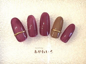 ネイルサロン あかねいろ/春夏くすみカラー ぷっくり