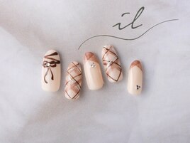 ブラウン×リボン×チェック