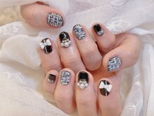 デコール 心斎橋(DECOR)/ツイードリボンビジューネイル