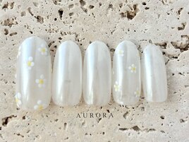 春　お花　パール　ミラーネイル