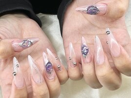 大理石×チークネイル