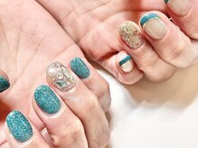 サロン アクセシブル(salon ACCESSIBLE)/ターコイズグリッター×ビジュー