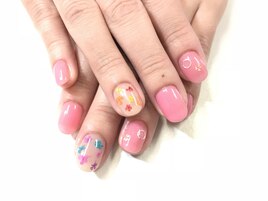 春の押し花ネイル