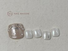 ネイルメゾン 梅田(NAIL MAISON)/星ホロリボンホワイトミラー