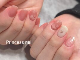 さくらピンクのハートネイル8700