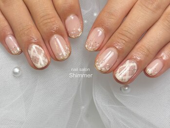 シマー(Shimmer)/ホワイトフレークネイル