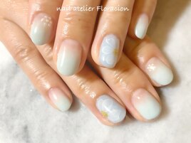 定額ネイル　シフォンフラワー