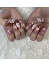ピンクハートホロネイル