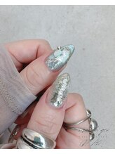 クリーム(Nail Atelier CREAM)/ブルー系ニュアンス☆親指