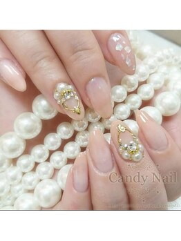 キャンディネイル(Candy Nail)/ヌーディーネイル×パール