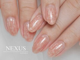 秋のオレンジチェックネイル