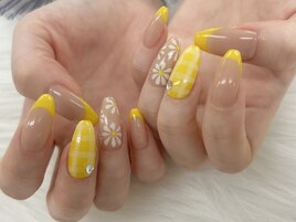 【山邊】イエローチェック×お花