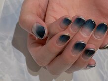 ルームヘアネイル 曙橋店(Room hair nail)/ブルーブラック×ラインフレンチ
