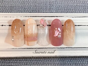 スエルテ ネイルサロン 北千住店/もけもけチェック柄ネイル ¥8000