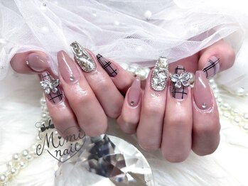 ミミネイル(Mimi nail)/チェック×蝶々