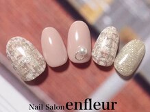 ネイルサロン アンフルール/上品ツイード&キラキラ☆ネイル