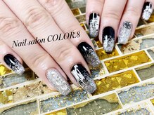 ネイルサロン カラーエイト(Nailsalon COLOR.8)/スカルプ　ブラックネイル